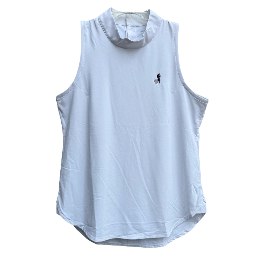 Nwot Peter Millar White Sleeveless Mock Neck Golf Shirt Women's Large